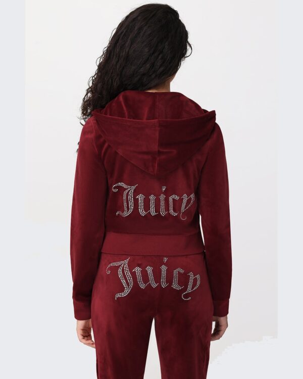Juicy Couture OG Big Bling Velour Hoodie – Red Dahlia
