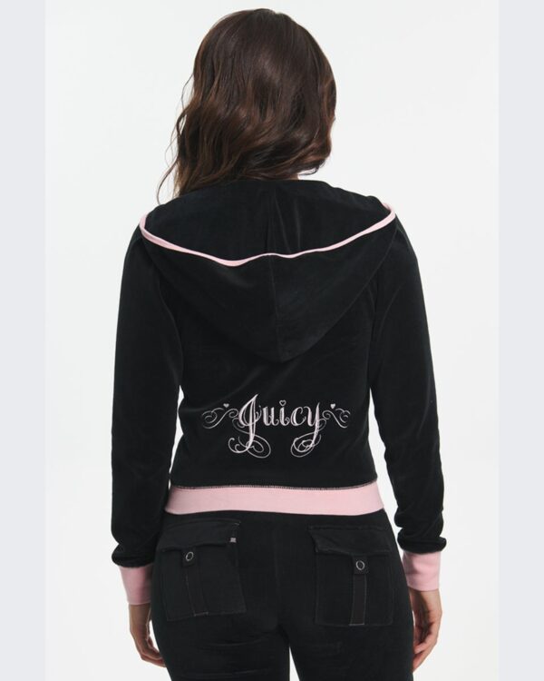 Juicy Couture Sweetheart Cotton Velour Hoodie – Liquorice