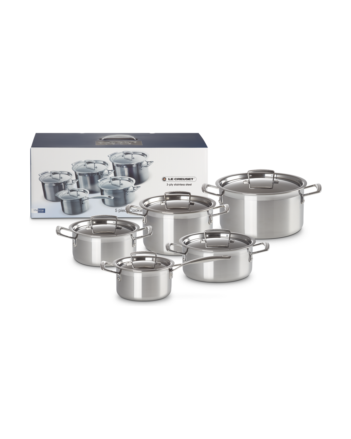 Le Creuset 3-ply Stainless Steel 5-piece Cookware Set