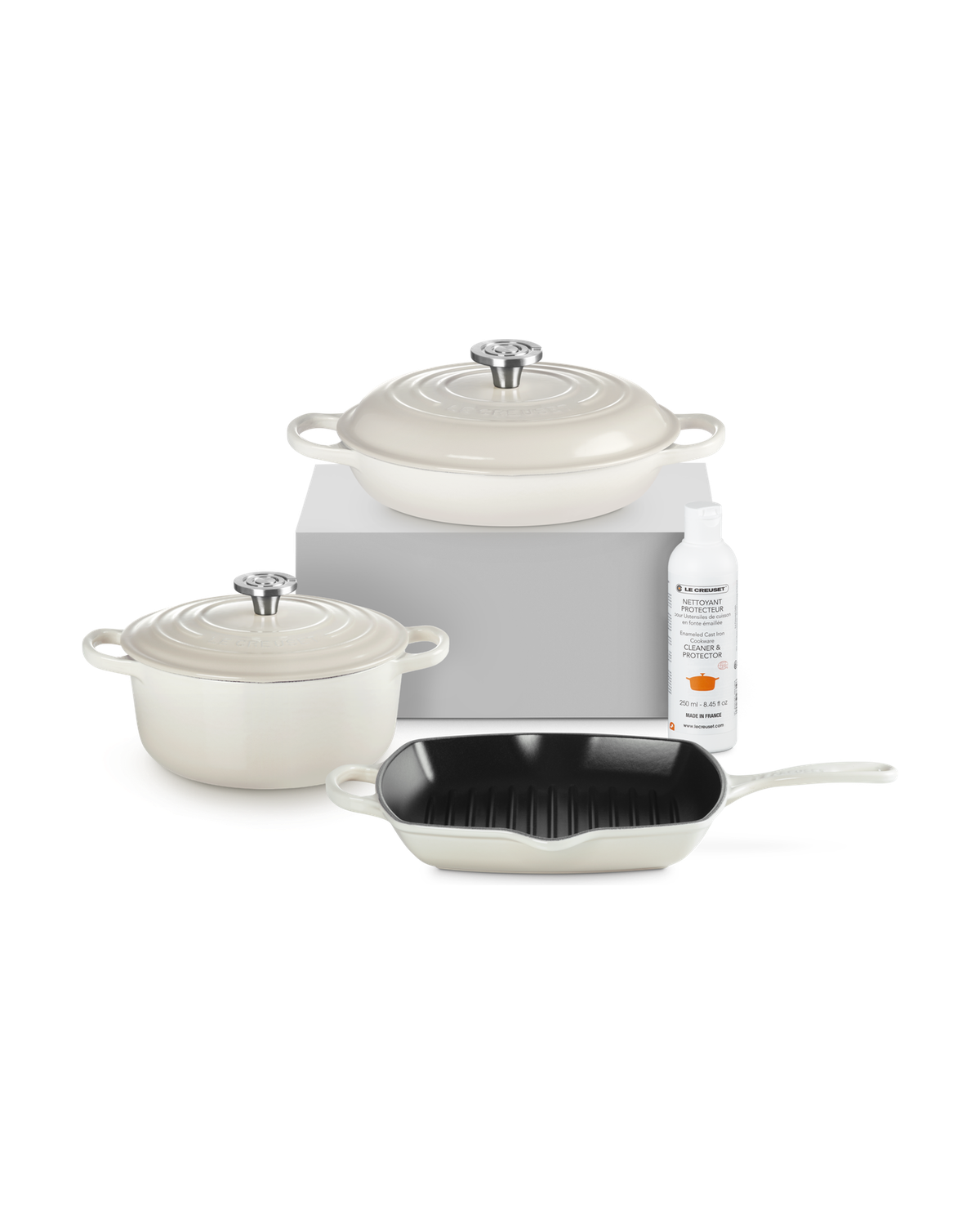 Le Creuset Cast Iron 3-piece Starter Set with Cleaner – Meringue