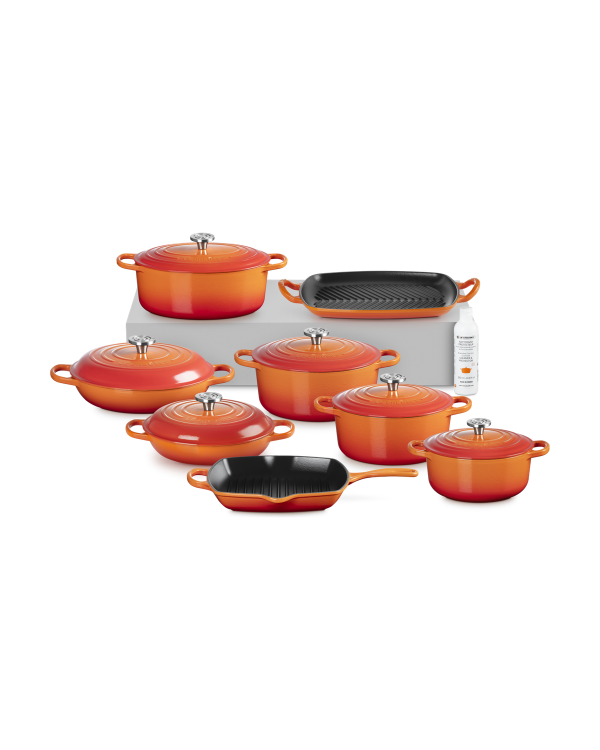 Le Creuset Cast Iron 8-piece Ultimate Set with Cleaner – Volcanic