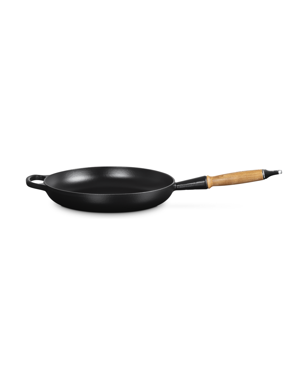 Le Creuset Cast Iron Frying Pan with Wooden Handle – Satin black