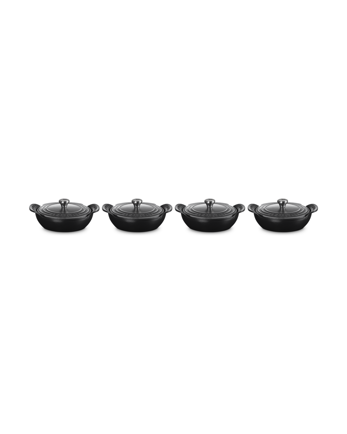 Le Creuset Cast Iron Gourmand Set of 4 Mini Braiser with Lids – Satin black