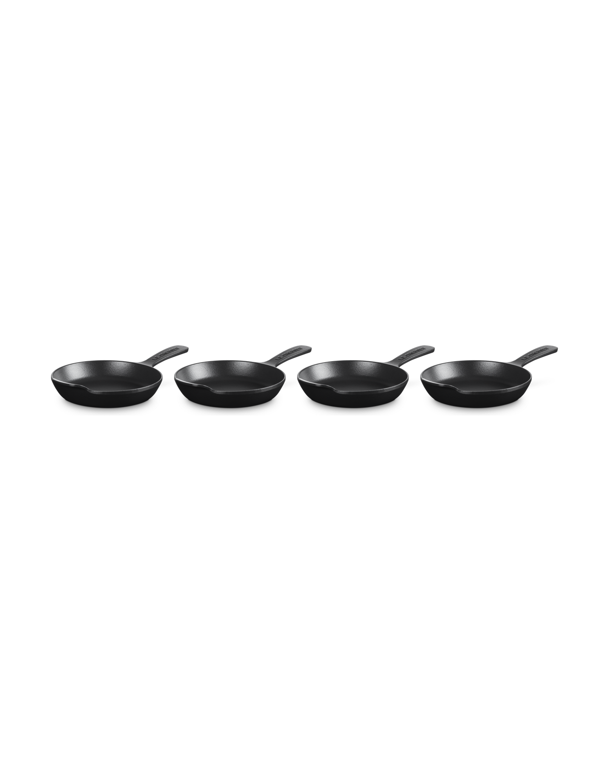 Le Creuset Cast Iron Gourmand Set of 4 Mini Skillets – Satin black