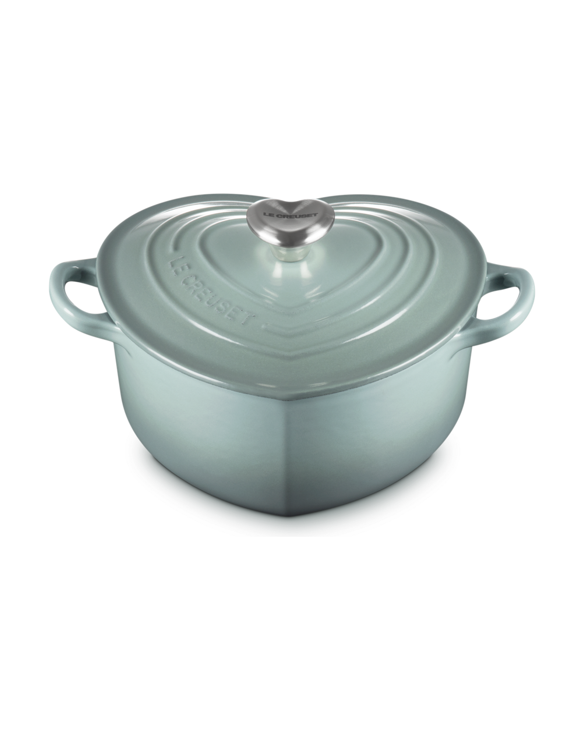 Le Creuset Cast Iron Heart Shaped Casserole with Heart Knob – Sea Salt