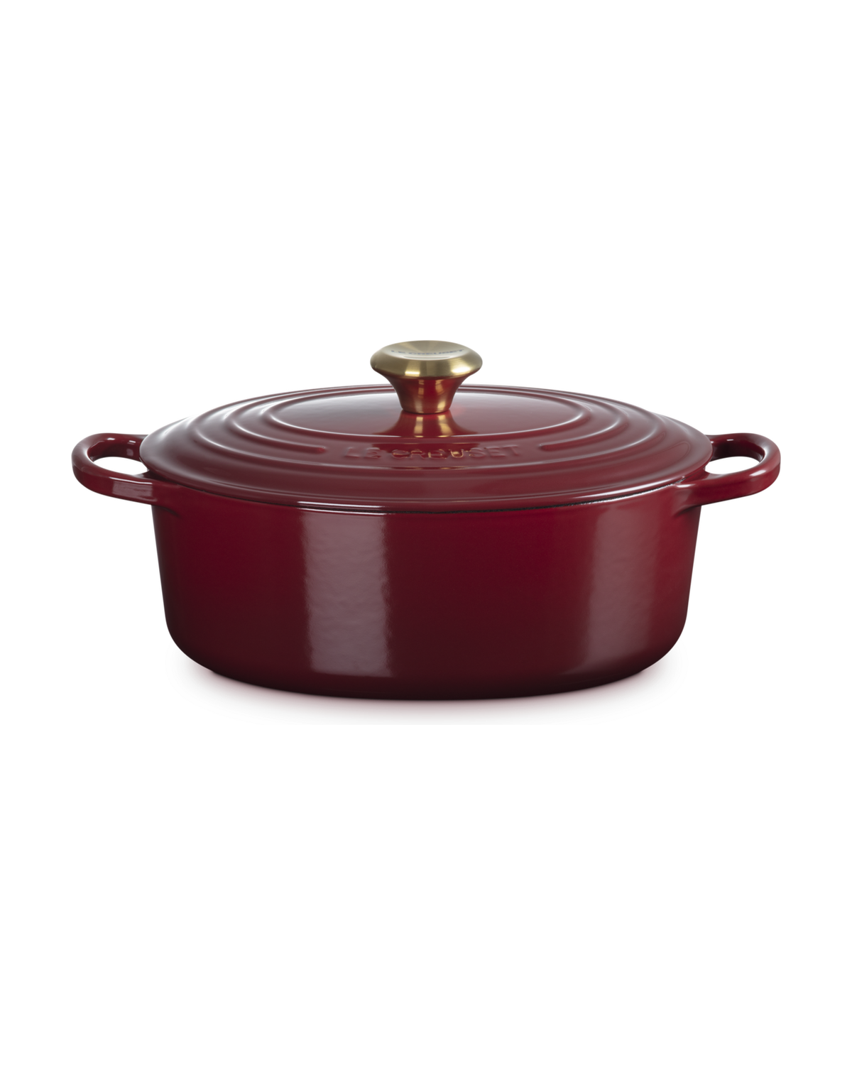 Le Creuset Cast Iron Oval Casserole with Signature Knob – Garnet