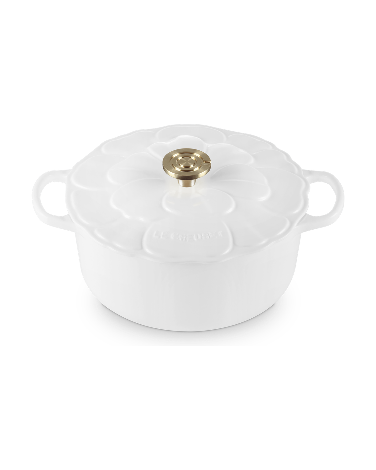 Le Creuset Cast Iron Petal Round Casserole – White