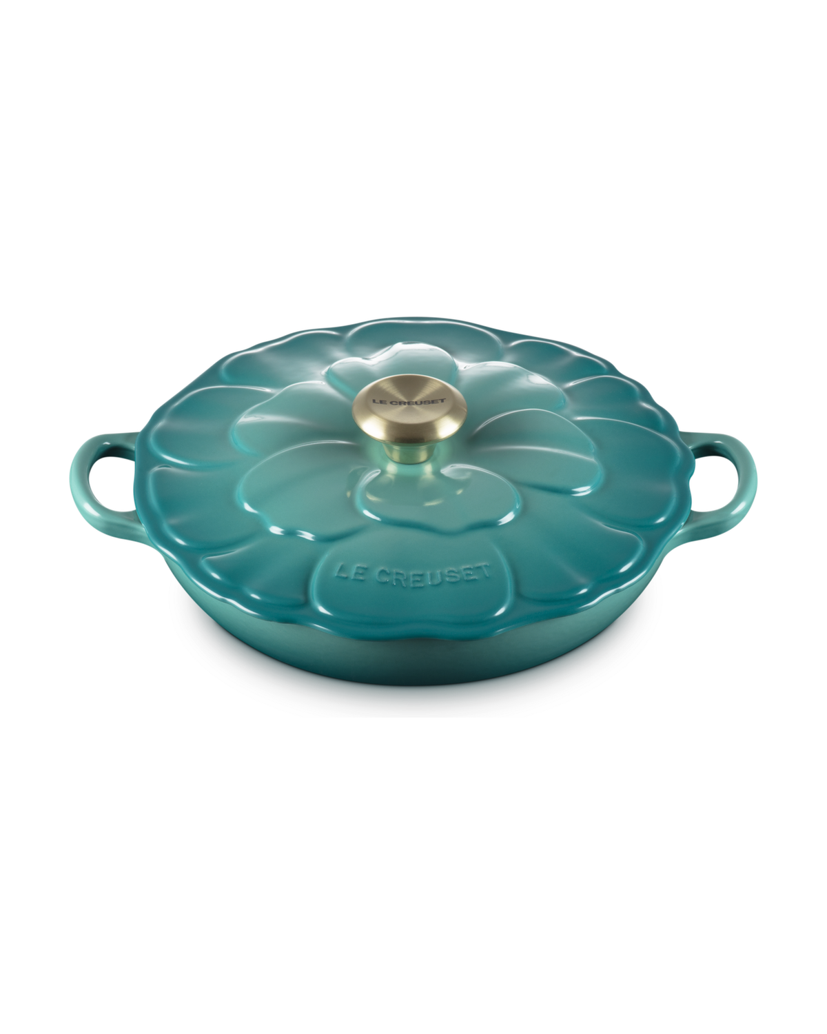 Le Creuset Cast Iron Petal Shallow Casserole with Signature Knob – Bleu Riviera