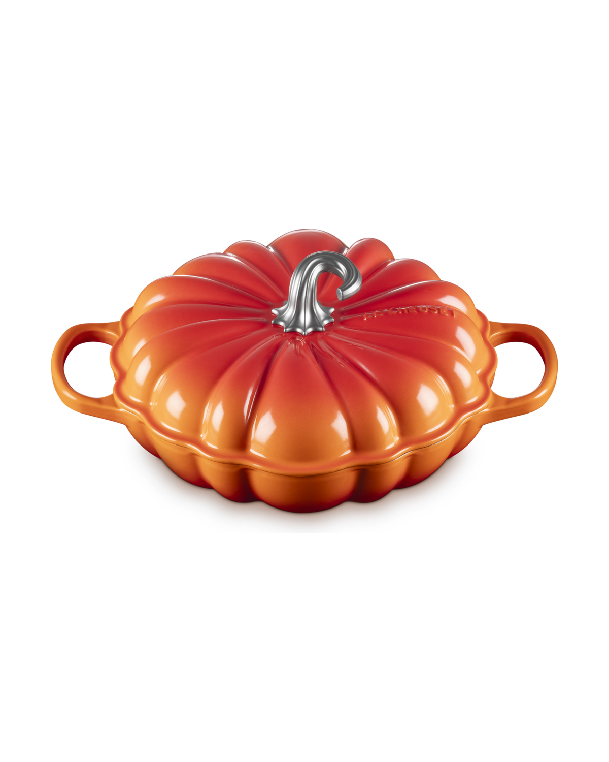 Le Creuset Cast Iron Pumpkin Shallow Casserole with Stainless Steel Knob – Volcanic