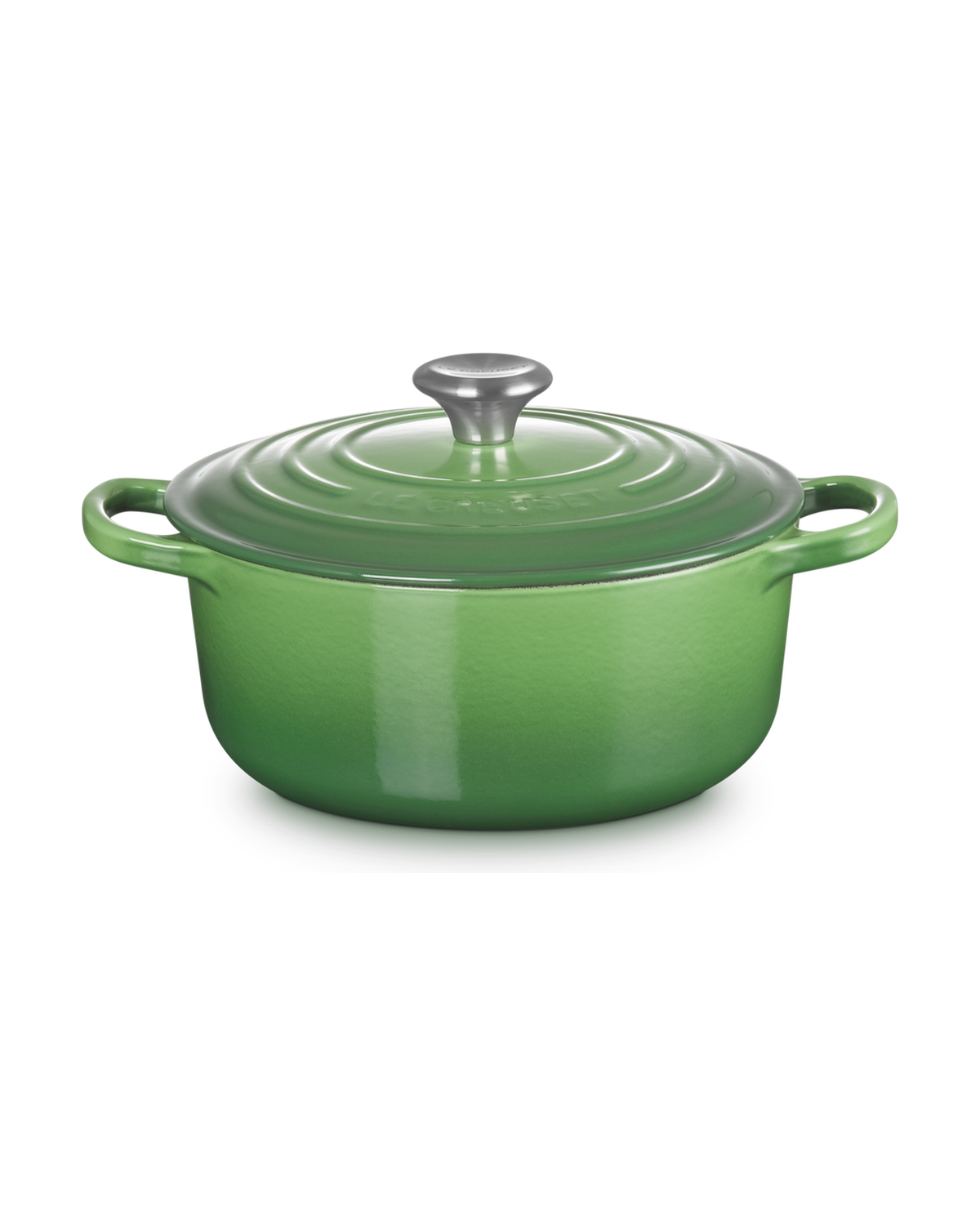 Le Creuset Cast Iron Round Casserole with Signature Knob – Bamboo Green