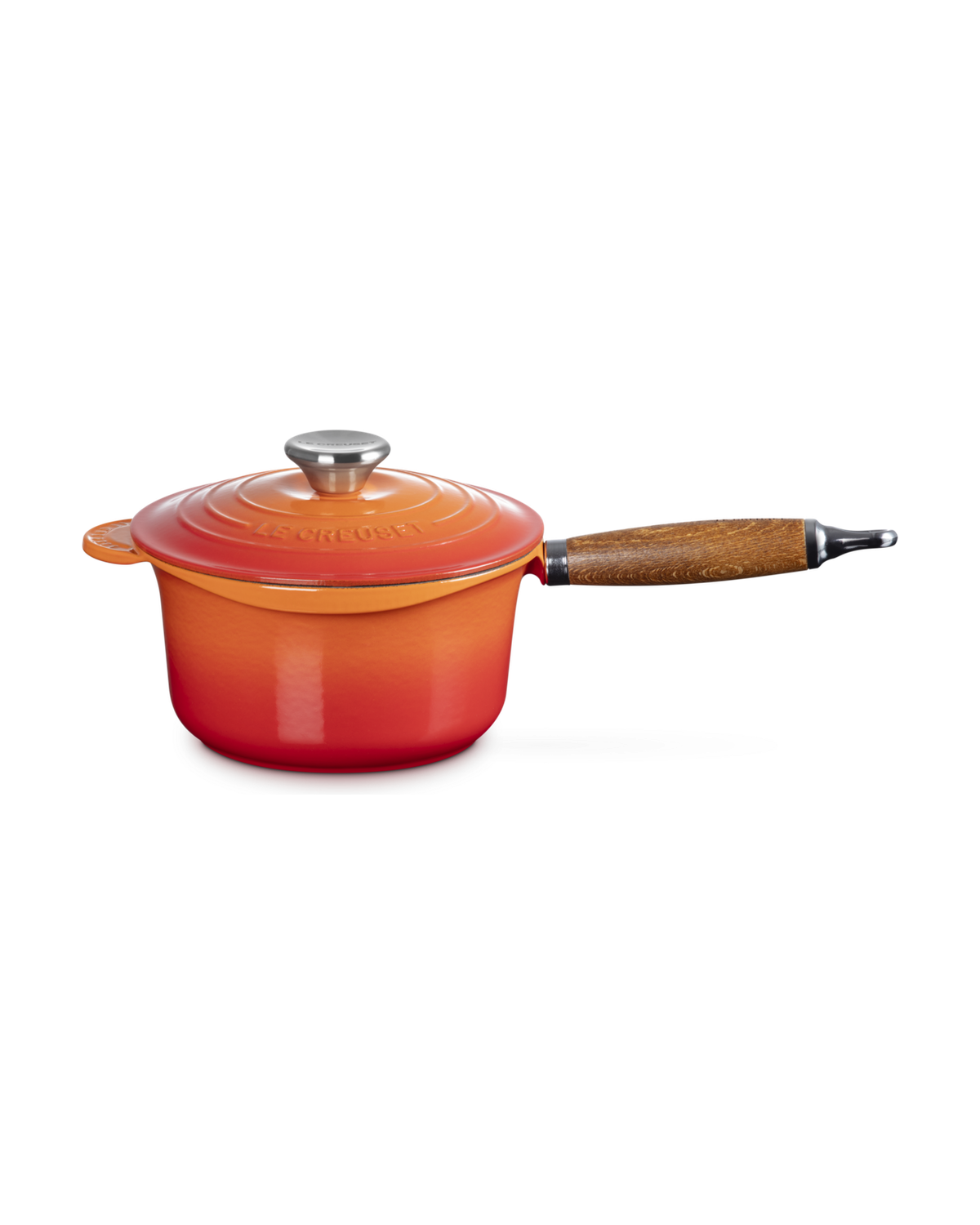 Le Creuset Cast Iron Saucepan with Wooden Handle – Volcanic