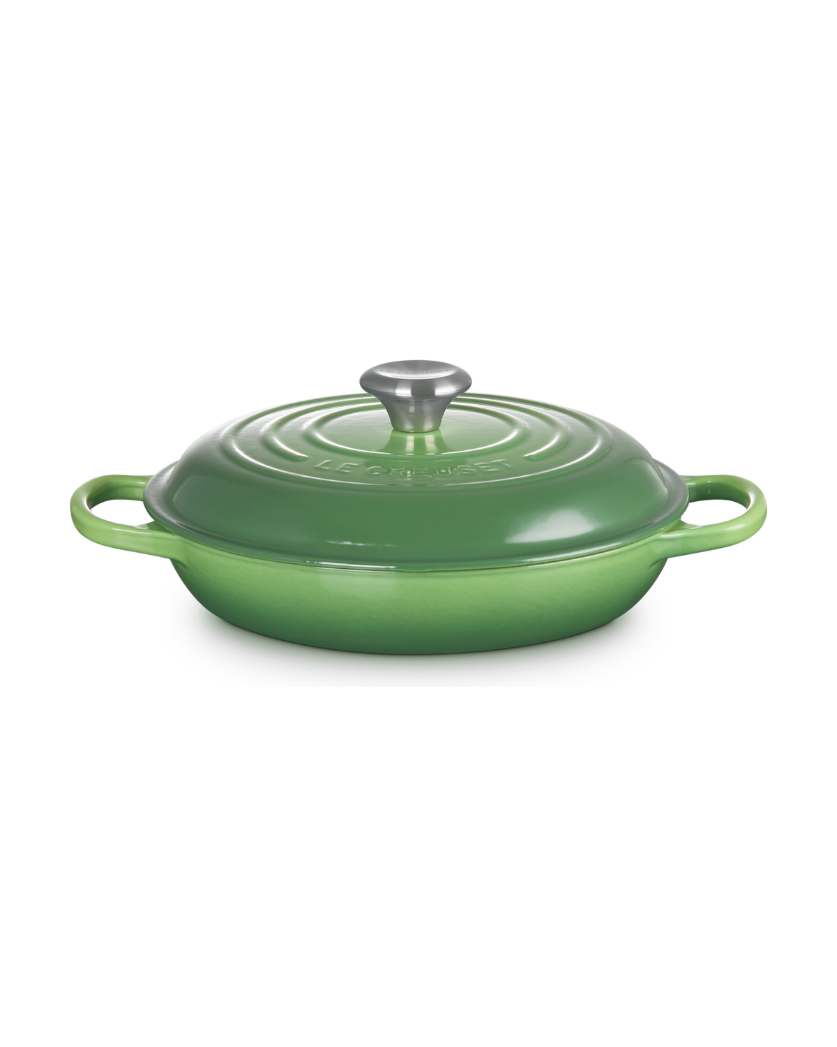 Le Creuset Cast Iron Shallow Casserole with Signature Knob – Bamboo Green