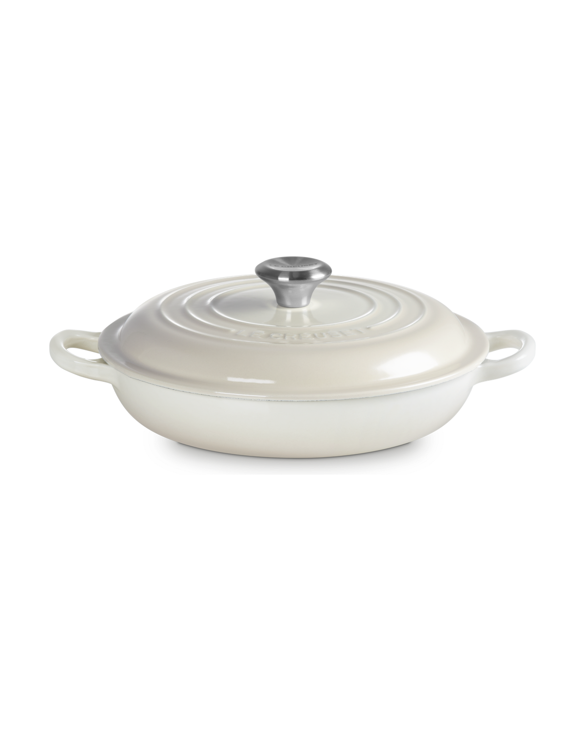 Le Creuset Cast Iron Shallow Casserole with Signature Knob – Meringue