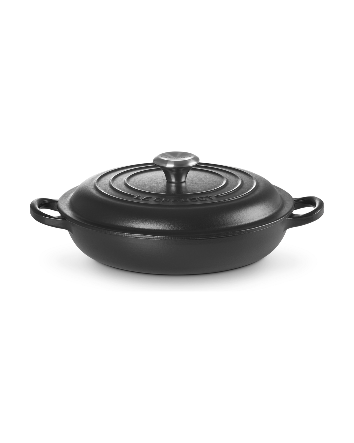 Le Creuset Cast Iron Shallow Casserole with Signature Knob – Satin black