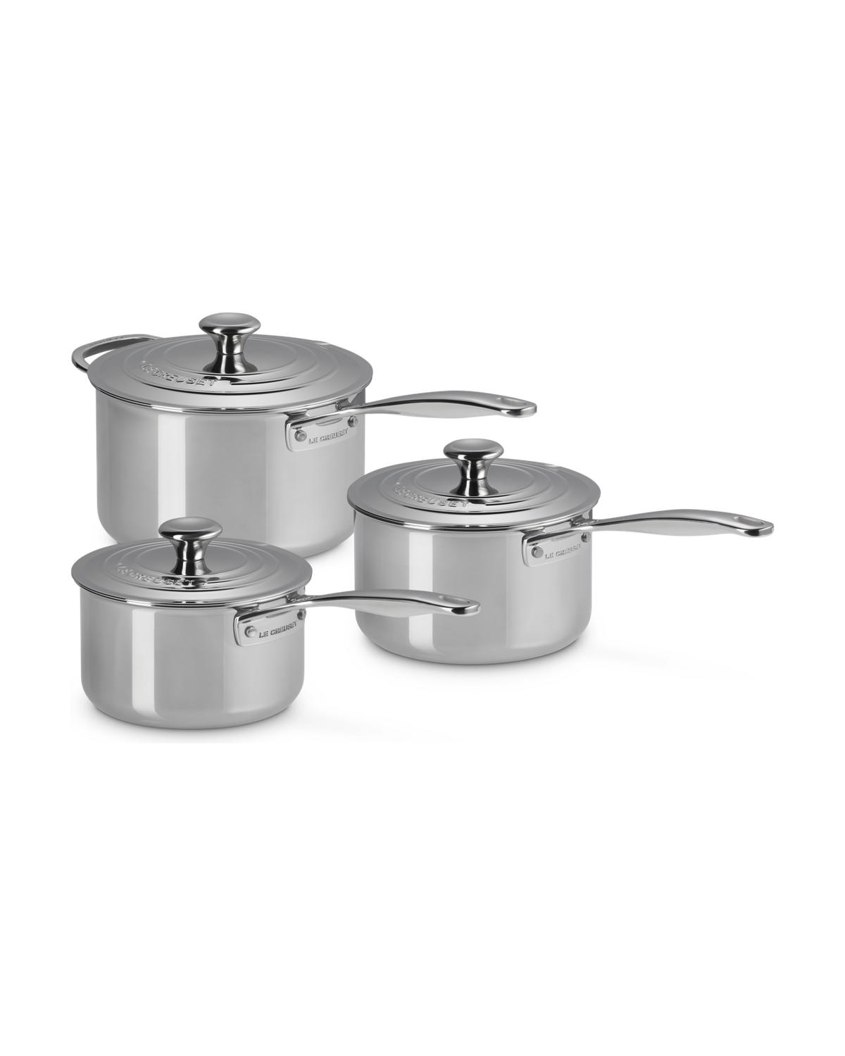 Le Creuset Signature 3-ply Stainless Steel 3-piece Saucepan Set