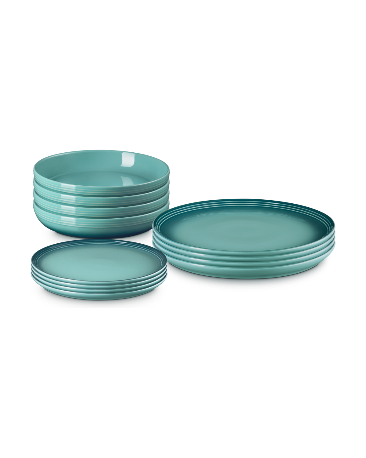 Le Creuset Stoneware Coupe 12-piece Dinnerware Set – Bleu Riviera