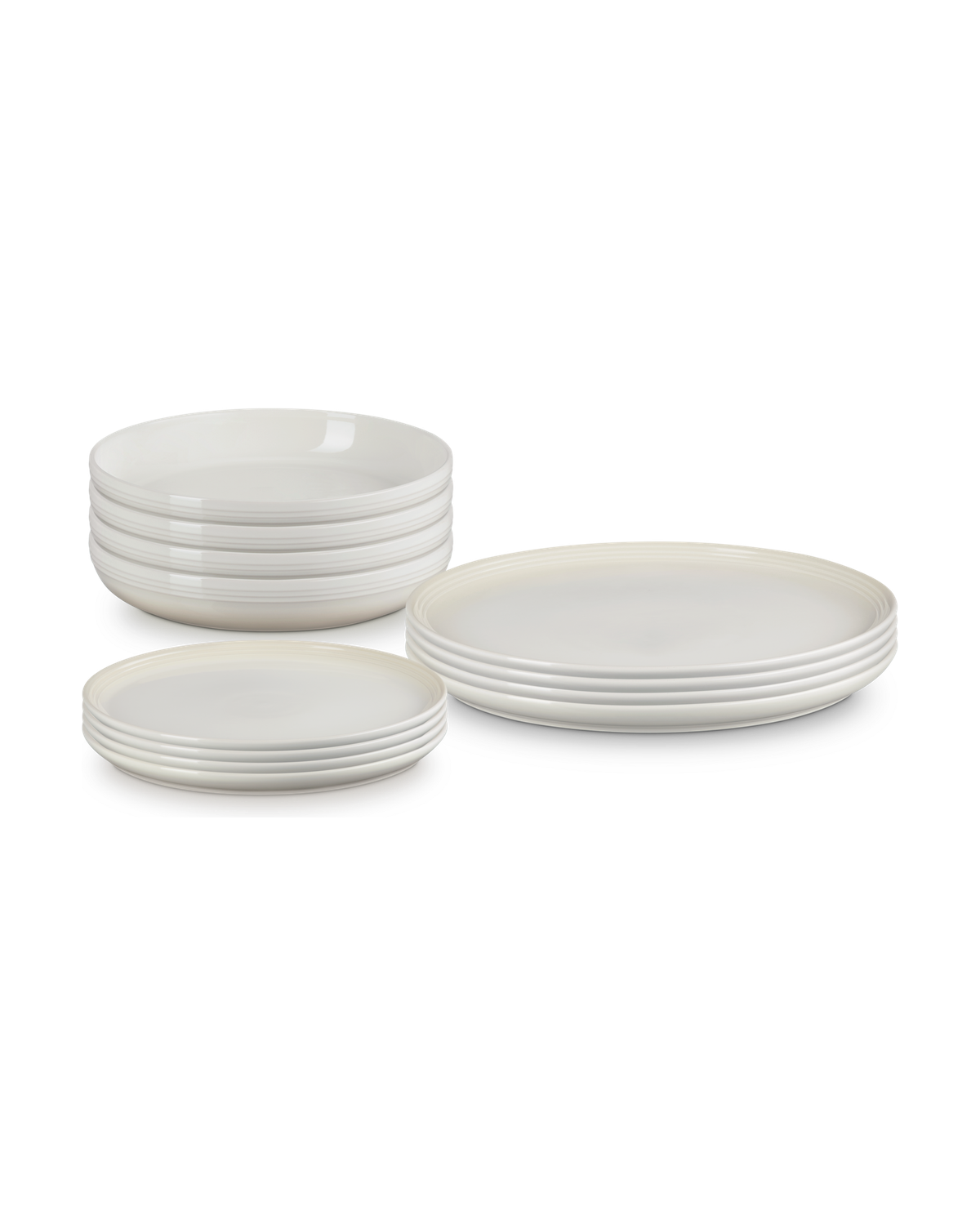 Le Creuset Stoneware Coupe 12-piece Dinnerware Set – Meringue
