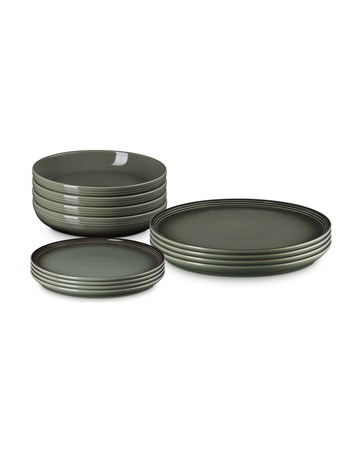 Le Creuset Stoneware Coupe 12-piece Dinnerware Set – Thyme