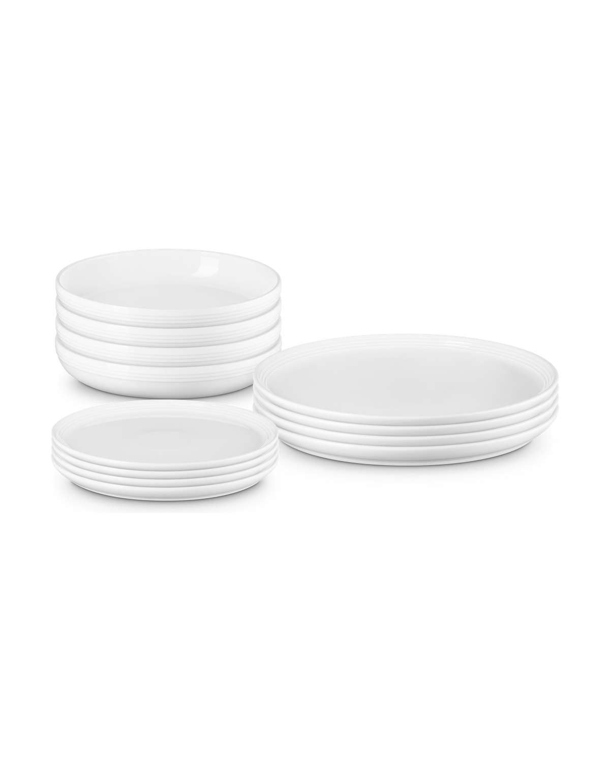 Le Creuset Stoneware Coupe 12-piece Dinnerware Set – White