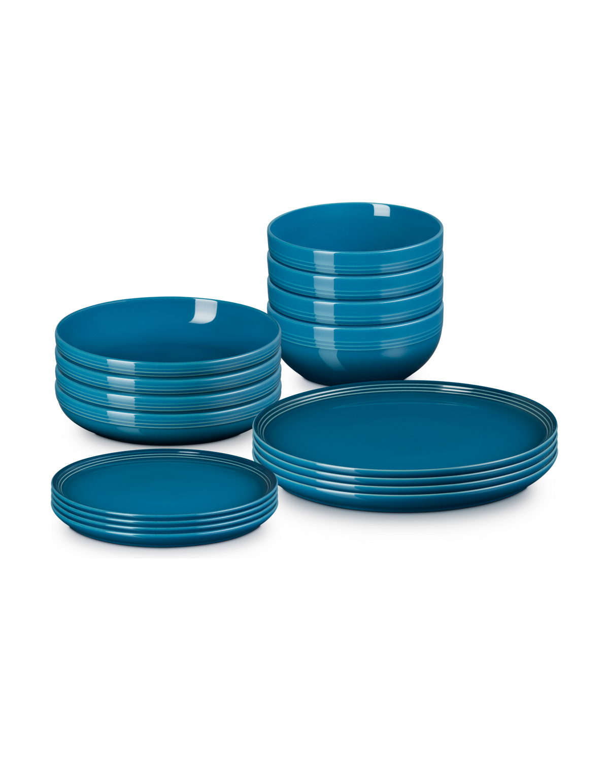 Le Creuset Stoneware Coupe 16-piece Dinnerware Set – Deep Teal
