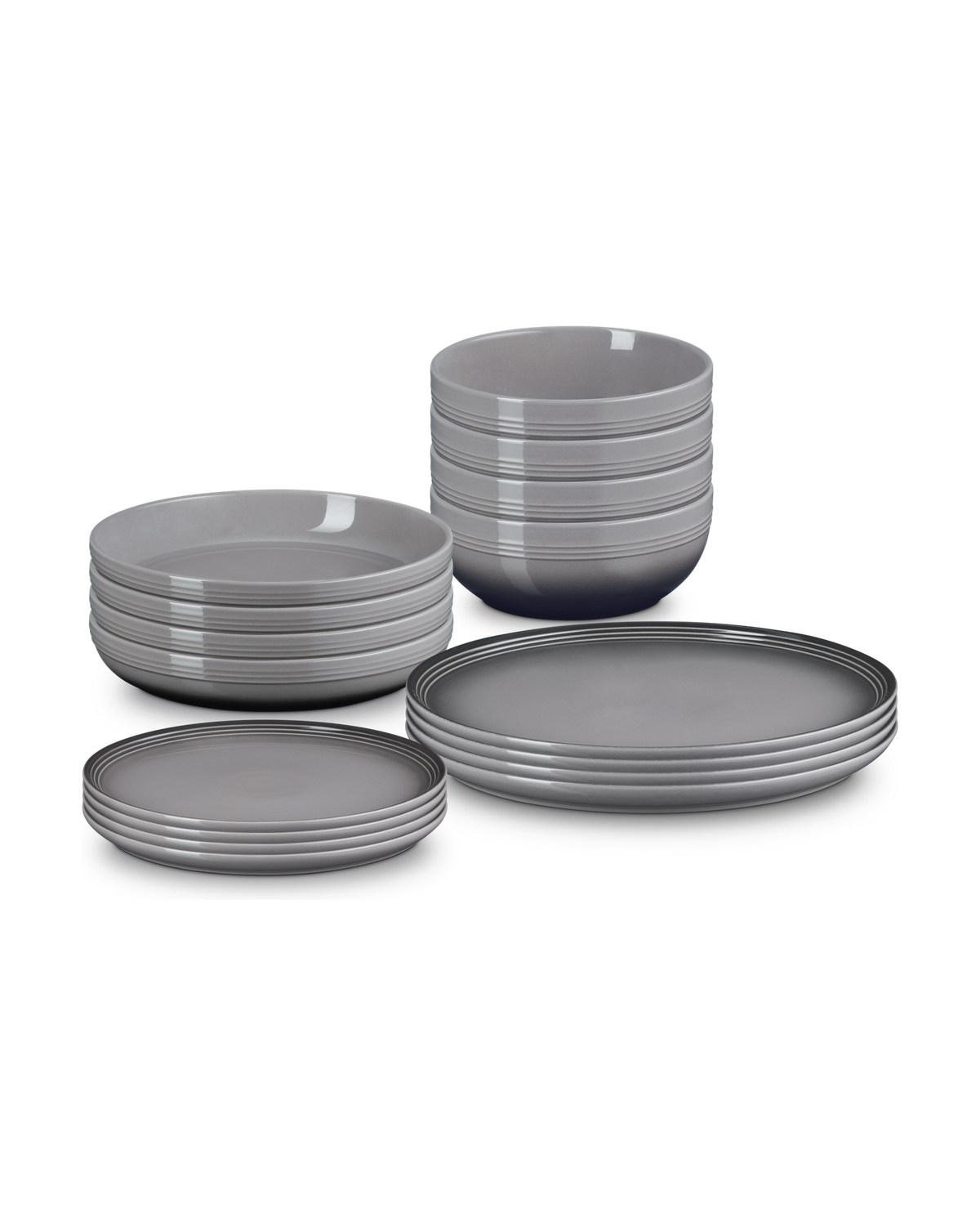 Le Creuset Stoneware Coupe 16-piece Dinnerware Set – Flint