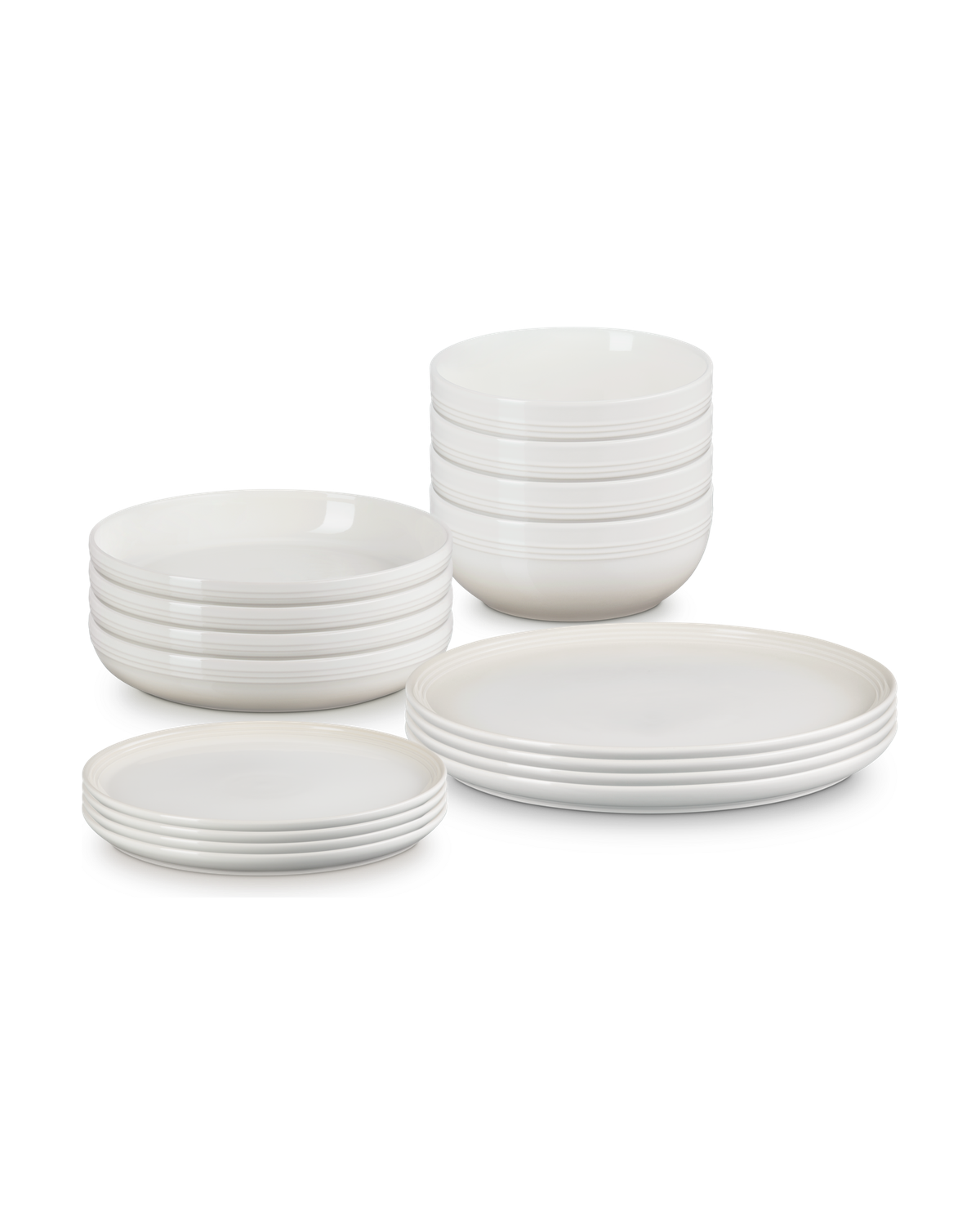 Le Creuset Stoneware Coupe 16-piece Dinnerware Set – Meringue