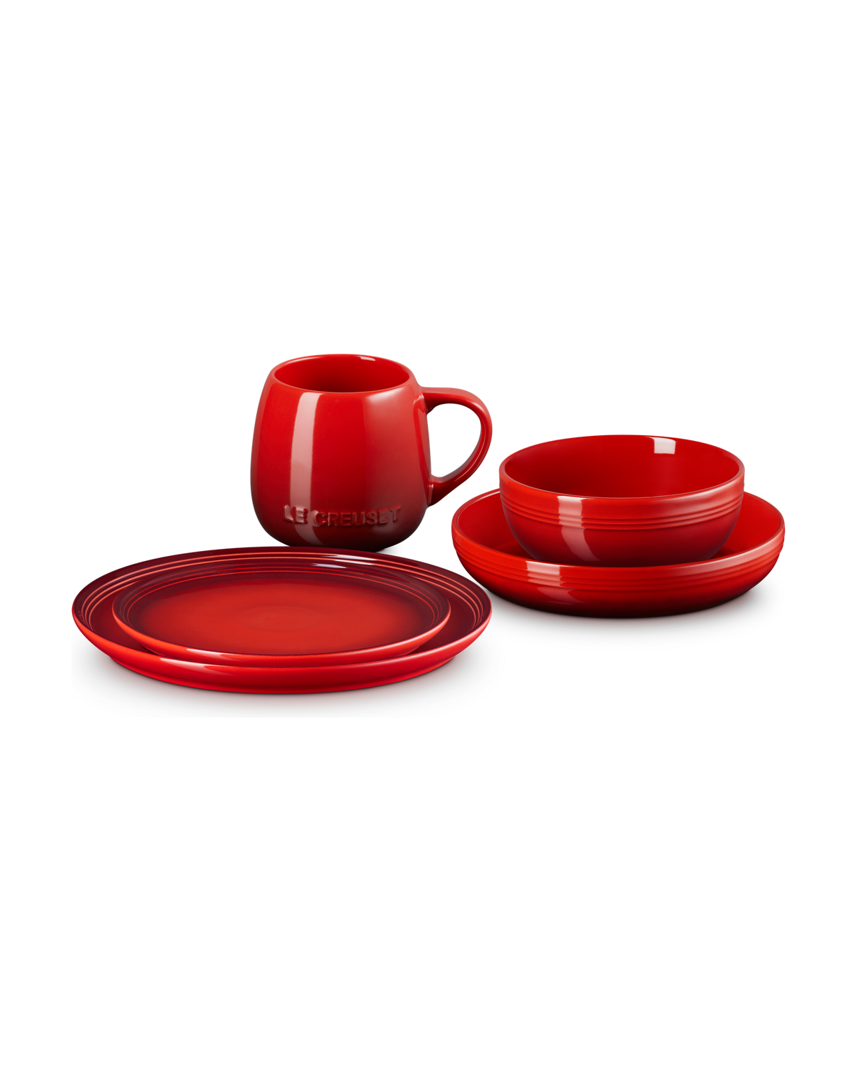 Le Creuset Stoneware Coupe 5-piece Dinnerware Set – Cerise
