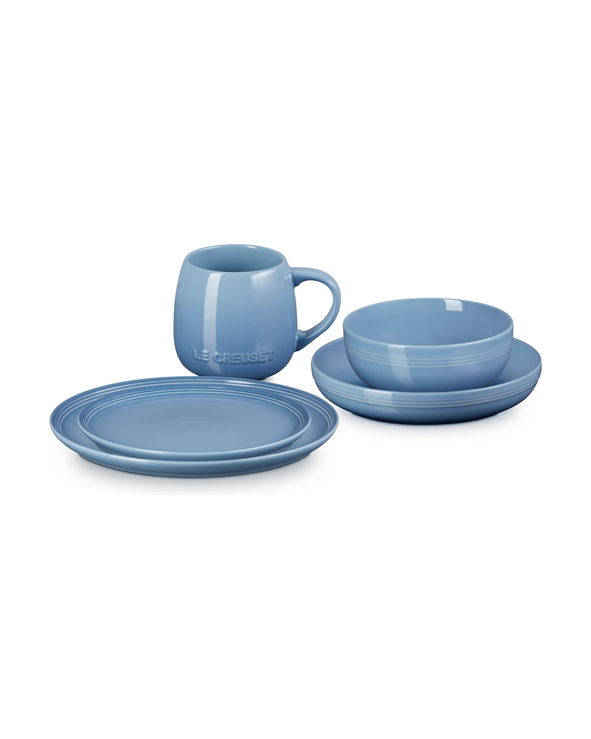 Le Creuset Stoneware Coupe 5-piece Dinnerware Set – Chambray