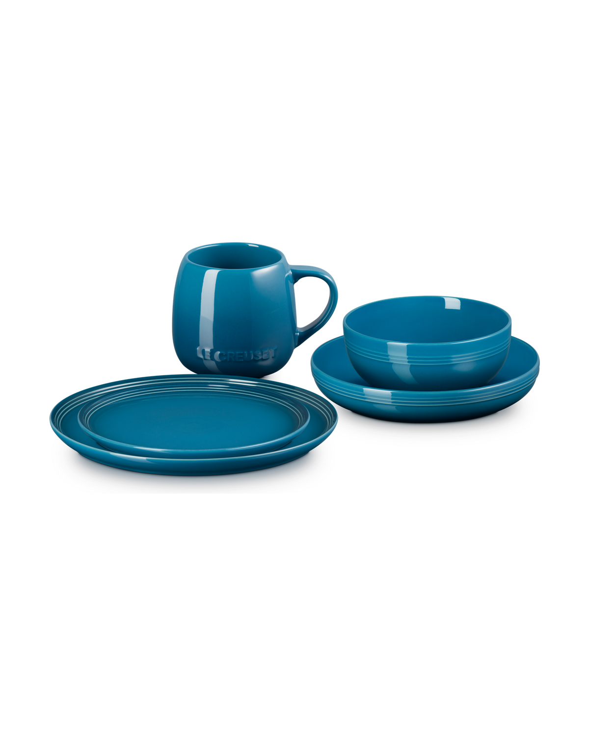 Le Creuset Stoneware Coupe 5-piece Dinnerware Set – Deep Teal