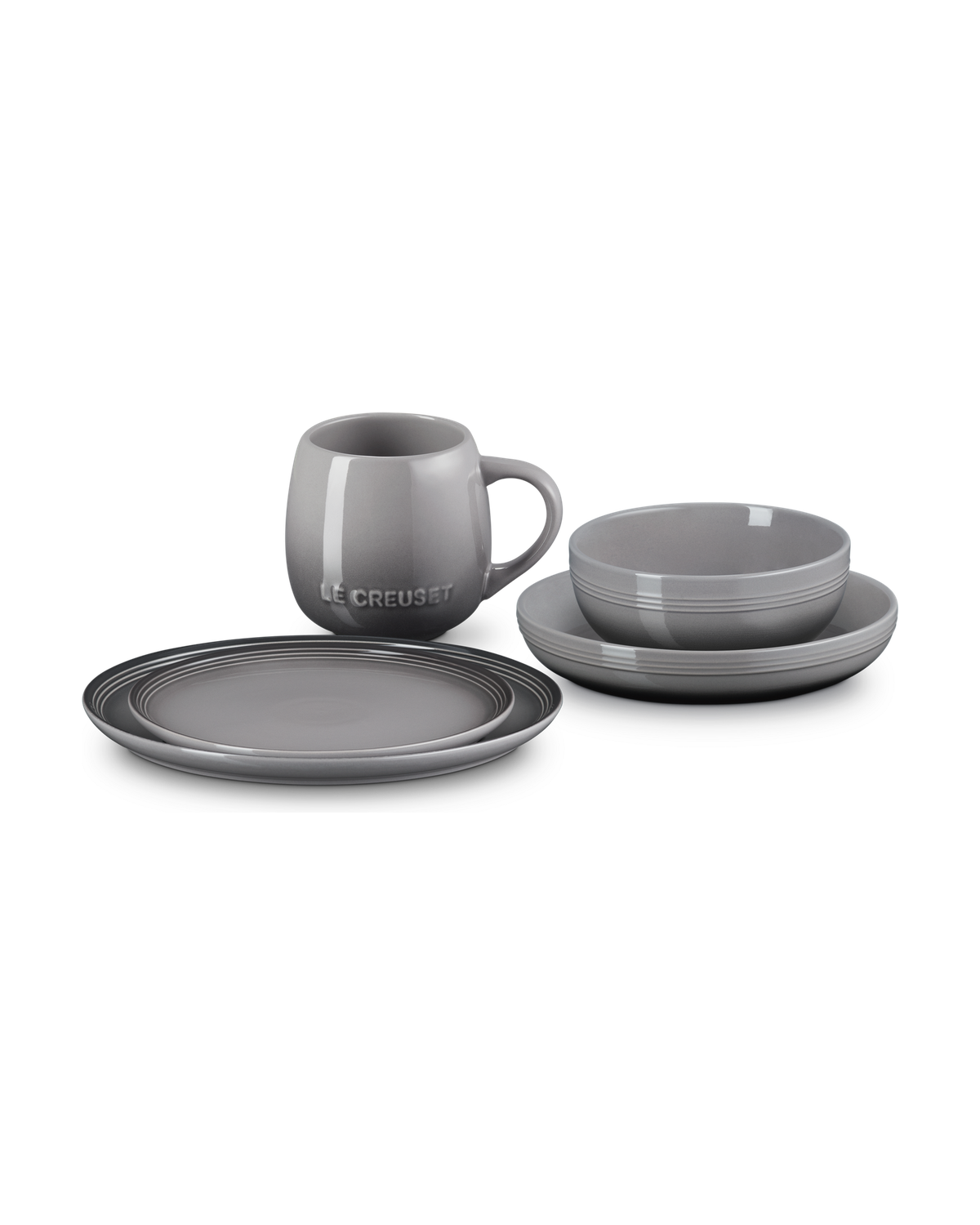 Le Creuset Stoneware Coupe 5-piece Dinnerware Set – Flint