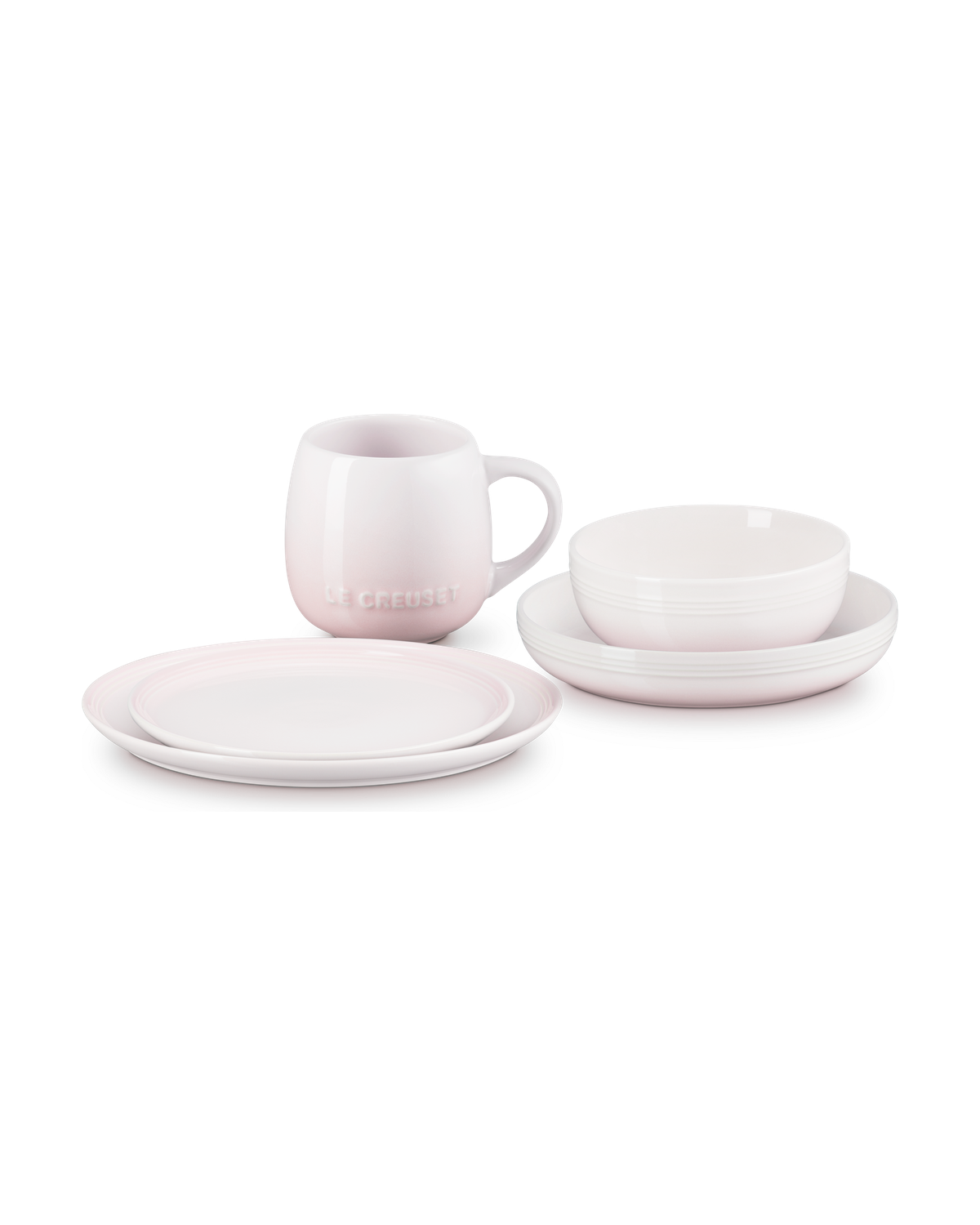 Le Creuset Stoneware Coupe 5-piece Dinnerware Set – Shell Pink