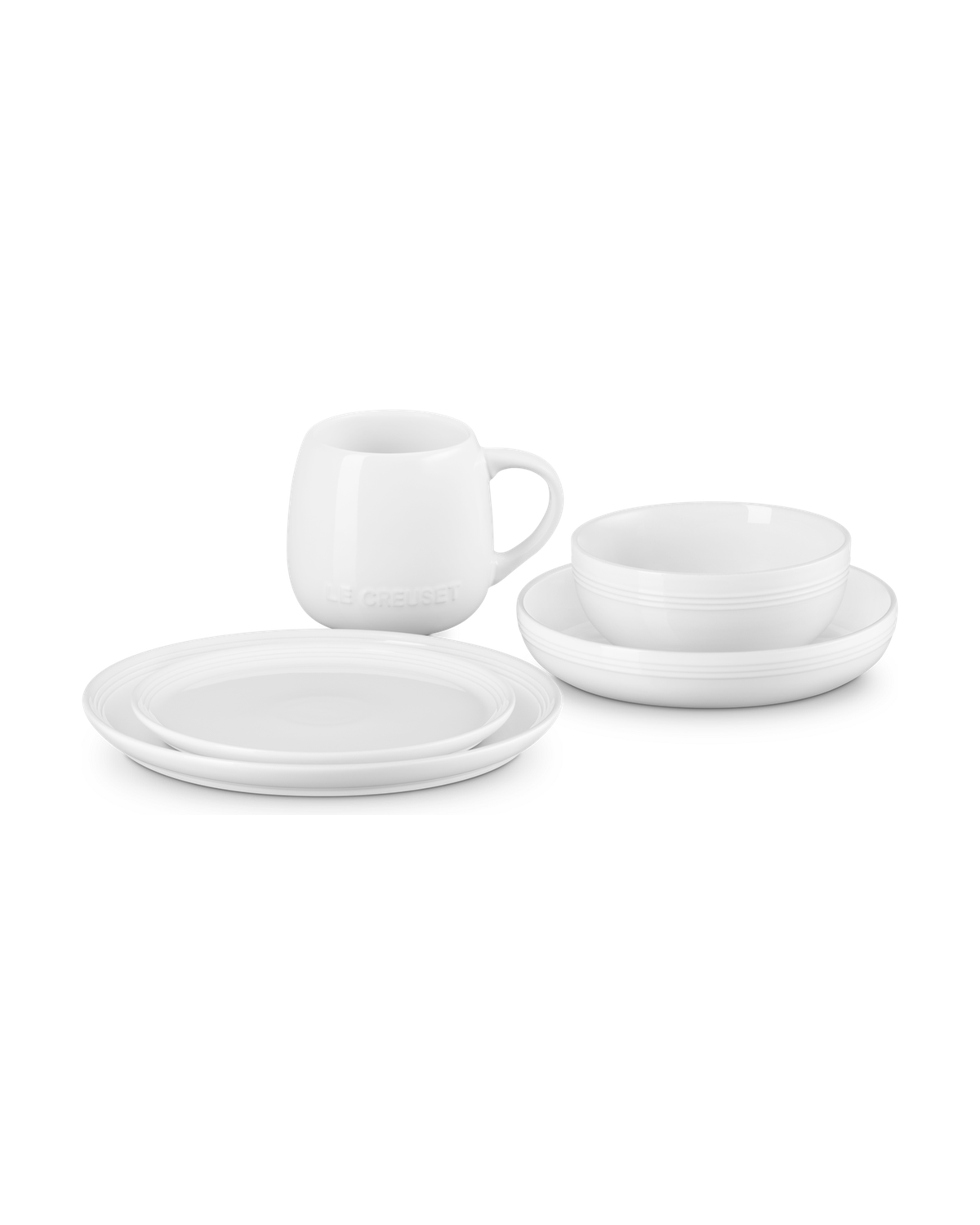 Le Creuset Stoneware Coupe 5-piece Dinnerware Set – White