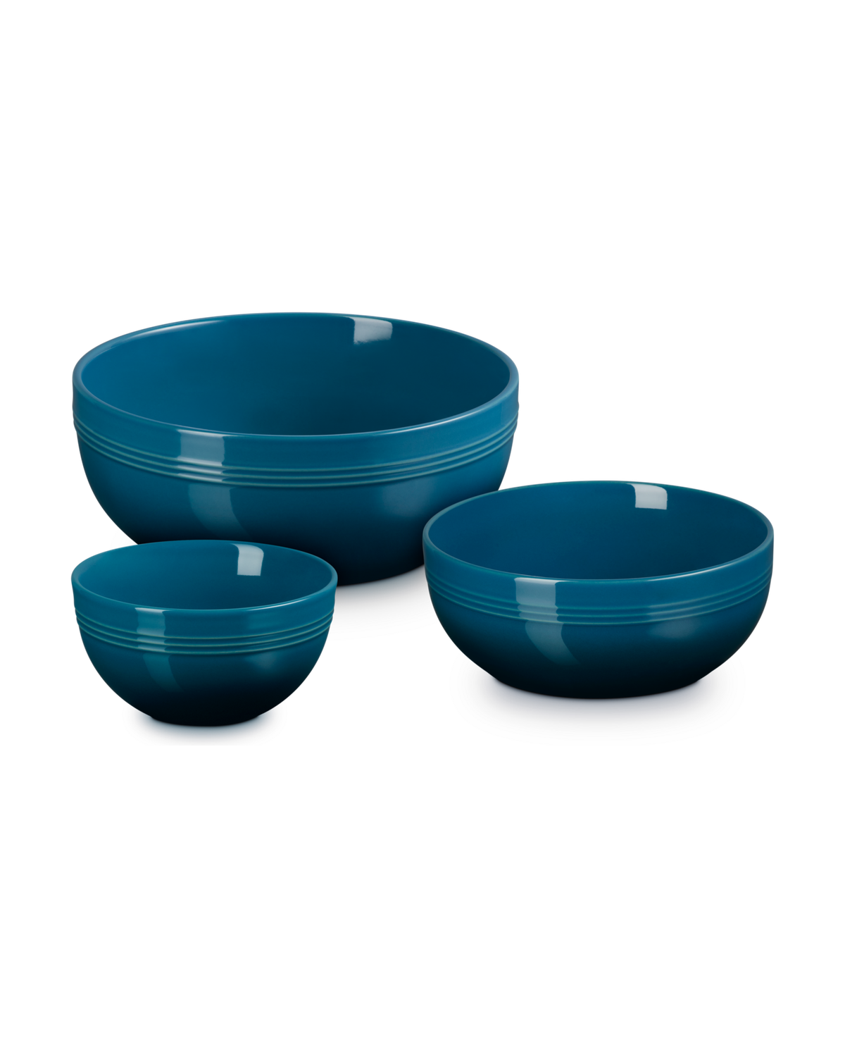 Le Creuset Stoneware Coupe Set of 3 Serving Bowls – Deep Teal