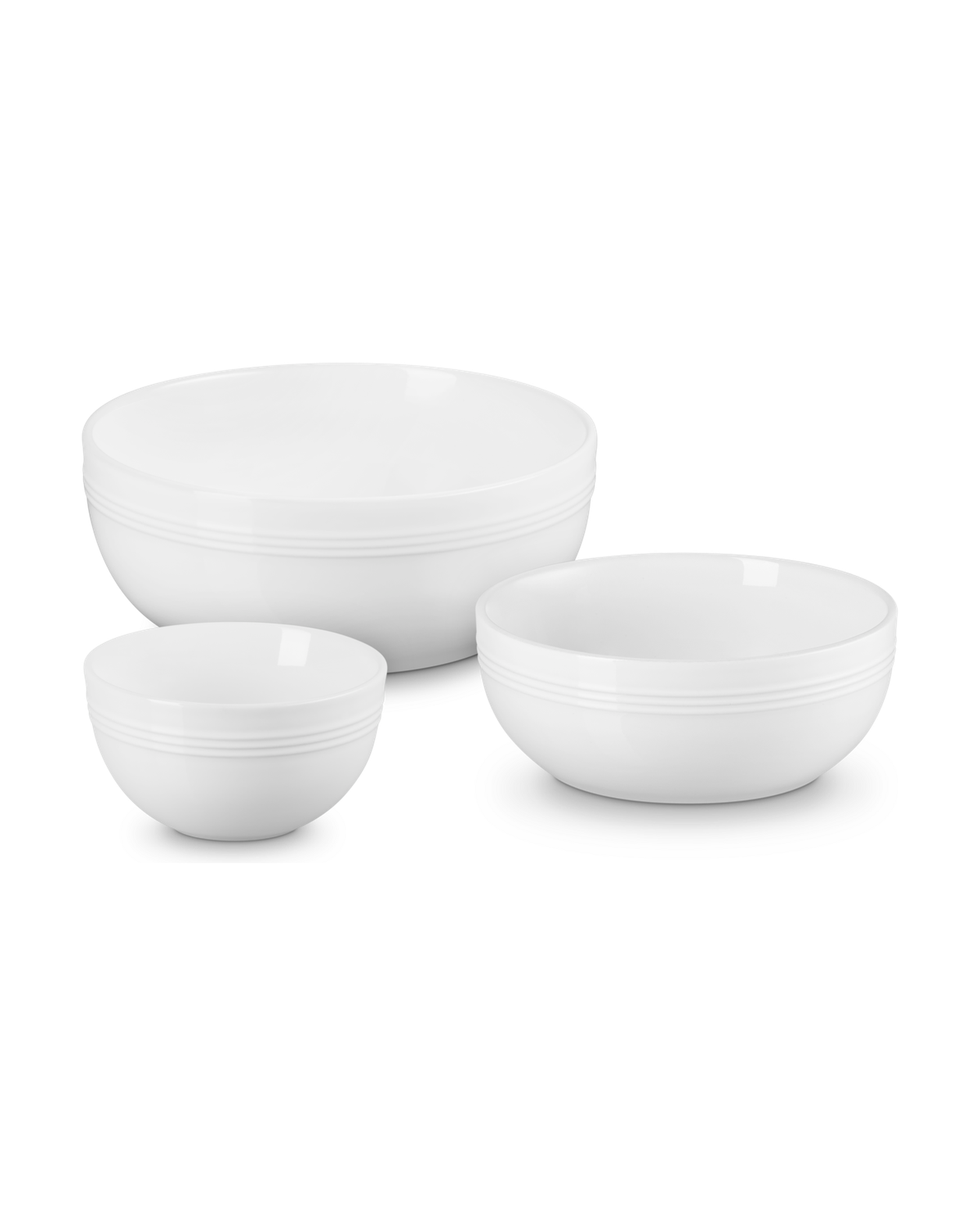 Le Creuset Stoneware Coupe Set of 3 Serving Bowls – White