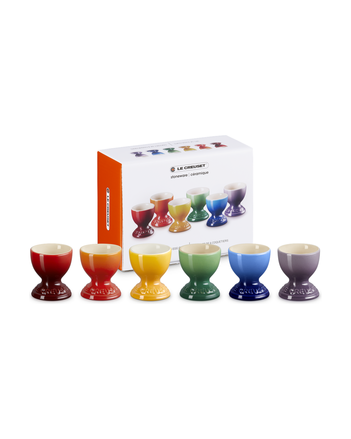 Le Creuset Stoneware Rainbow Set of 6 Egg Cups – Multicolour