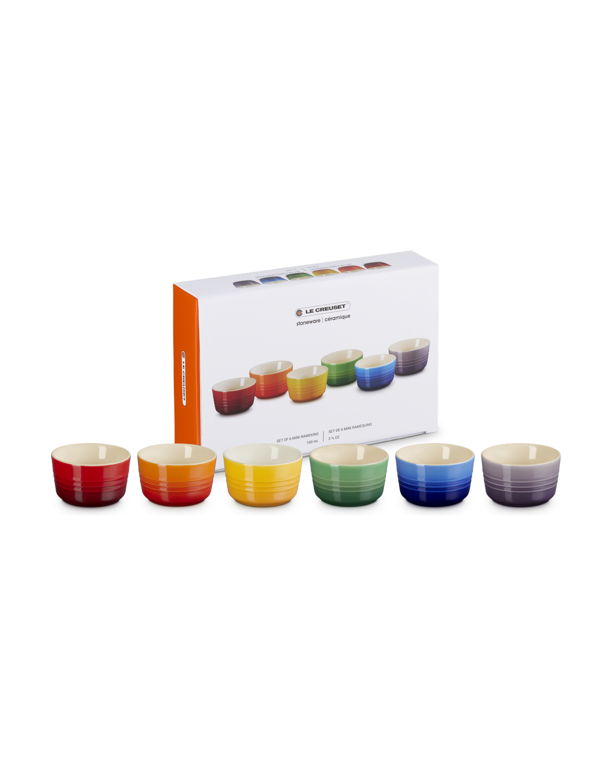 Le Creuset Stoneware Rainbow Set of 6 Mini Ramekins – Multicolour