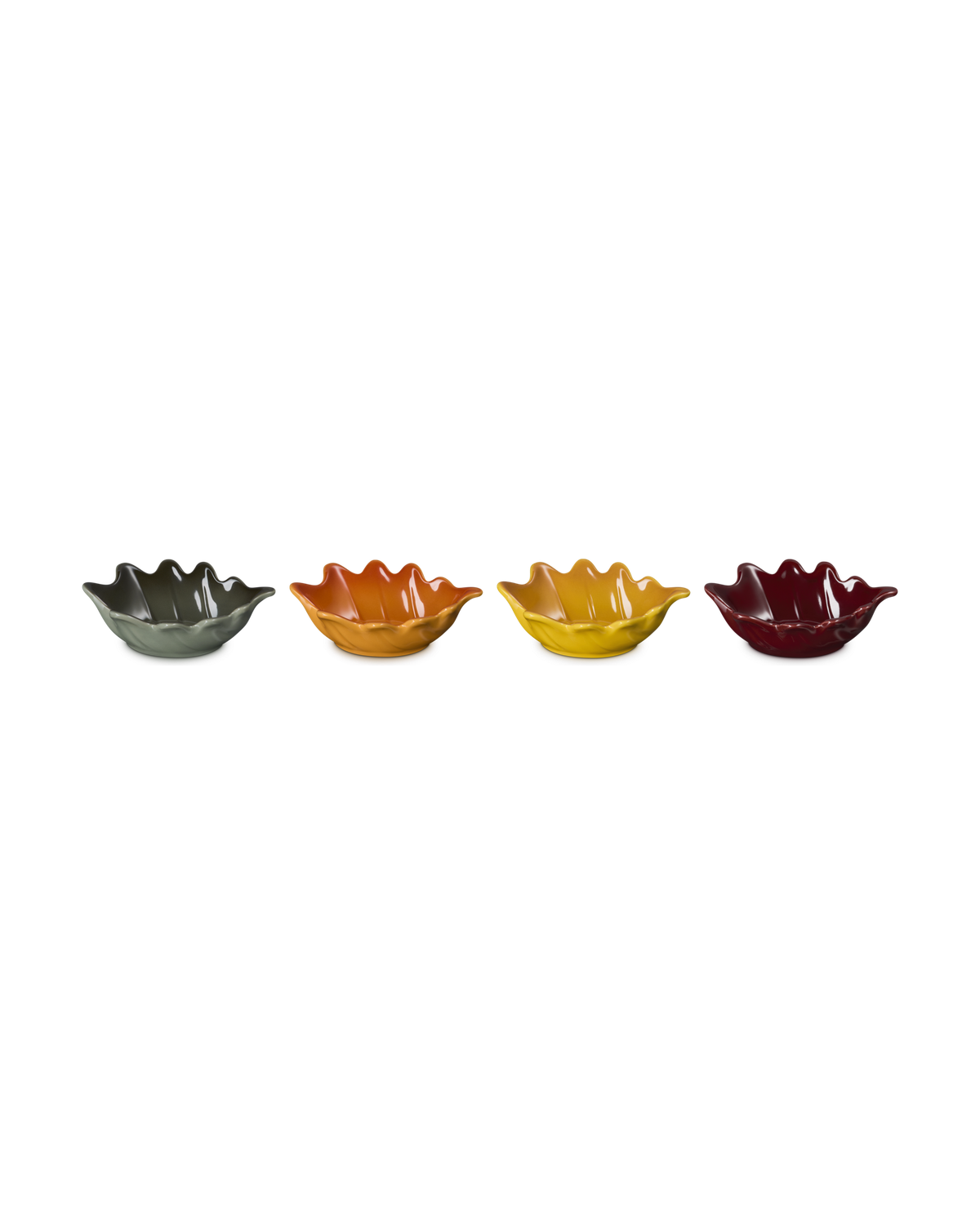 Le Creuset Stoneware Set of 4 Leaf Small Dishes – Multicolour