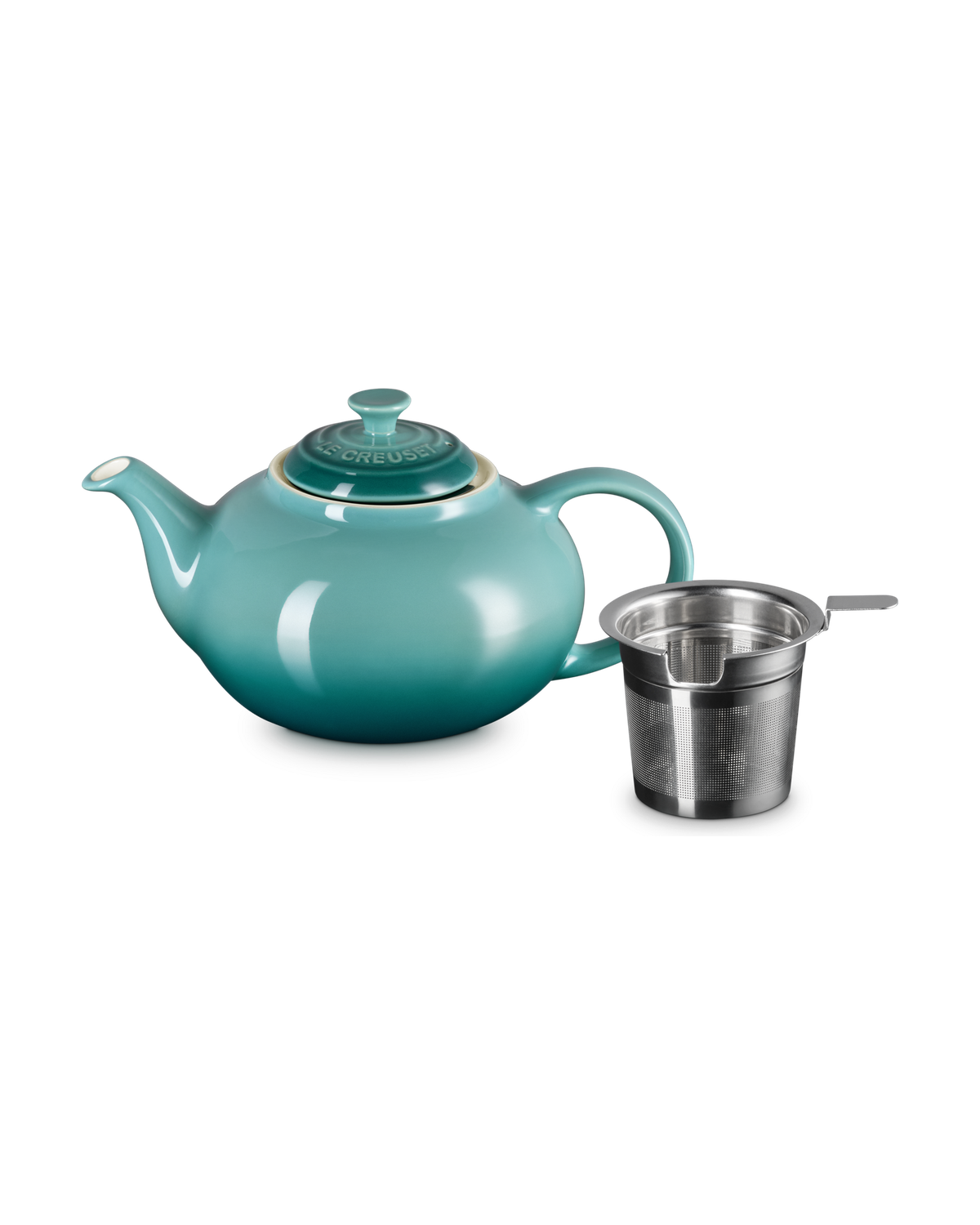 Le Creuset Stoneware Teapot with Stainless Steel Infuser – Bleu Riviera