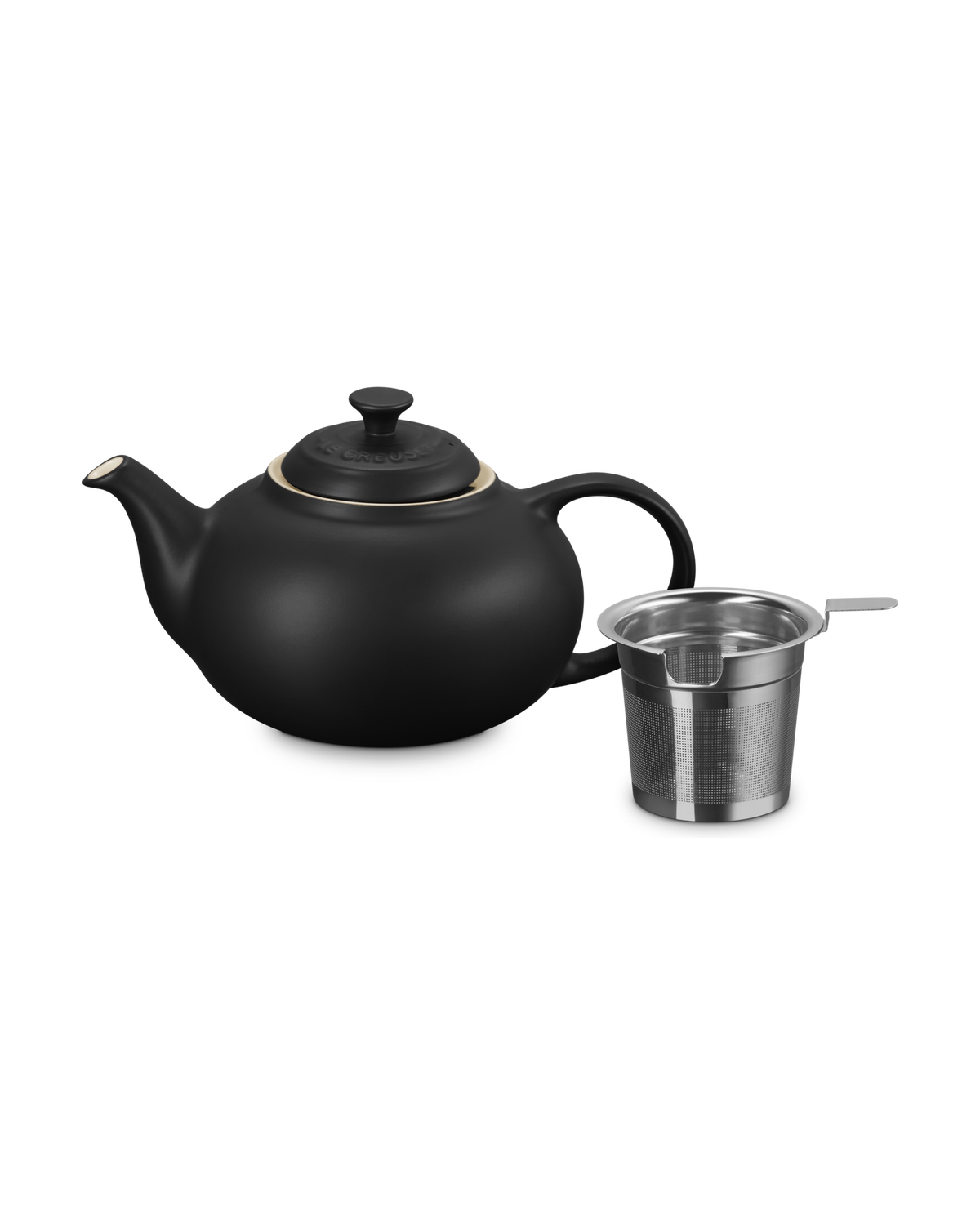 Le Creuset Stoneware Teapot with Stainless Steel Infuser – Satin black