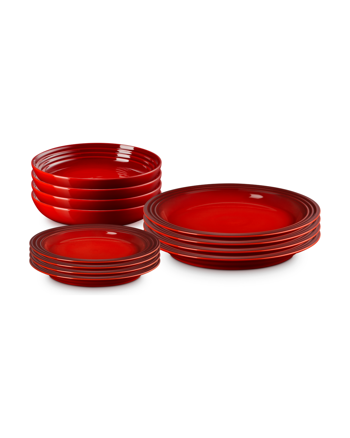 Le Creuset Stoneware Vancouver 12-piece Dinnerware Set – Cerise